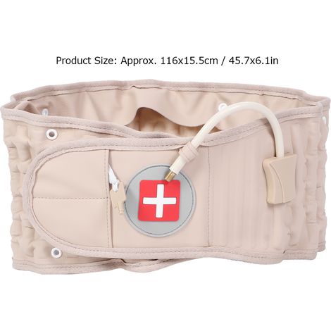 Ceinture de traction lombaire gonflable pour le soutien du dos et le soulagement des douleurs et tensions, ceinture de massage pour la taille, beige, taille unique.