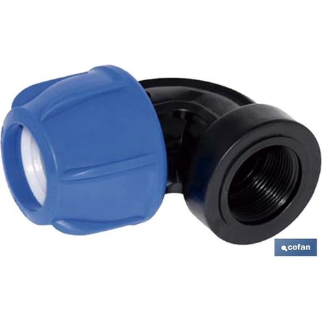 Pack de 3 unités Coude 90° Filetage Femelle PP PN16 75 x 3