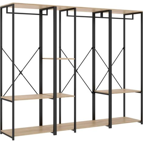 Vestidor modelo Selena acabado natural-negro, 210cm(ancho) 40.4cm(fondo) 167cm(alto).