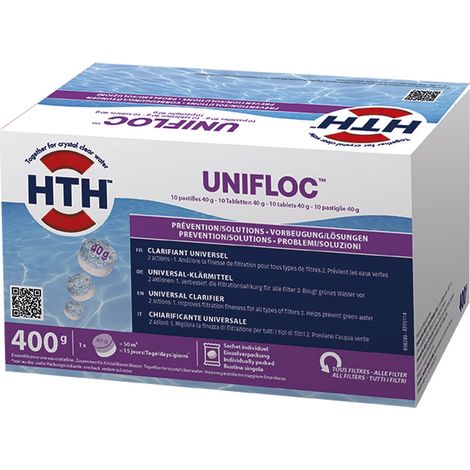 HTH UNIFLOC 400g Flockungsmittel 40g Tabletten Entfernung Schmutzpartikel Pool