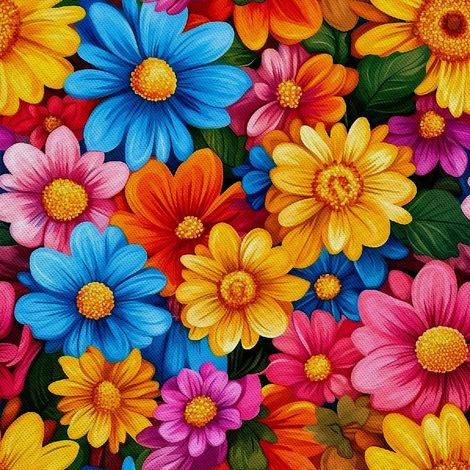 Outdoor dekostoffe oxford - Motiv Bunte Blumen DX18083 (1/5)