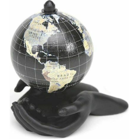 TRADE SHOP - Globo Terrestre Mappamondo In Metallo Mani Nere Decorazione Casa Ufficio 210087 - (1/2)