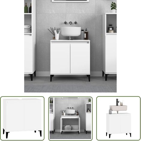 The Living Store Waschbeckenunterschrank Weiß 58x33x60 cm Holzwerkstoff - Waschtisch - Badezimmermöbel - Schubladen - Spiegelschrank - Badeschränke (1/5)
