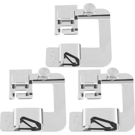 3 pièces (4/8 pouces, 6/8 pouces, 8/8 pouces) Pieds-de-biche pour Machine à Coudre, Ourlet Roulé Étroit Pied-de-Biche Accessoire Couture pour Les Machines à Coudre Universelles à Coudre Domestique (1/5)