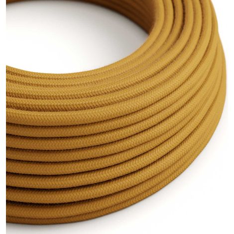 Creative-Cables Cavo elettrico rivestito in tessuto, 2 x 0,75 mm², 50 m, Miele Dorato RC31, Rotondo, Cotone