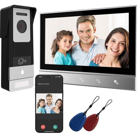 Visiophone connecté 4 Fils avec écran IP 1080P, caméra Filaire avec Vision Nocturne, déverrouillage à Distance Via Application, Badges RFID et détection de Mouvement (1/5)
