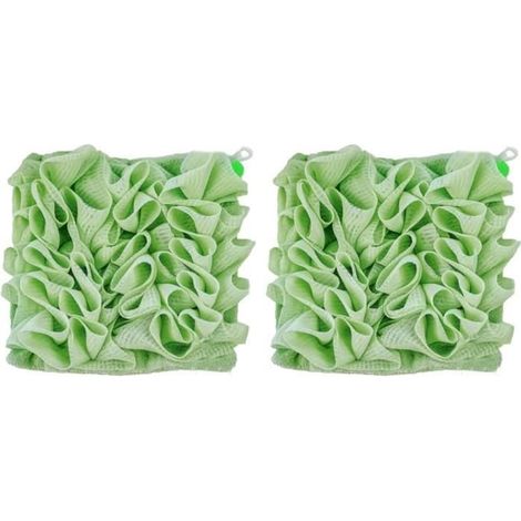 Duschblumen, 2-in-1-Badeschwamm (Luffa und feines Netzgewebe), Peeling-Handschuhe (quadratisch) mit Kordelzug, 2 Stück (1/4)
