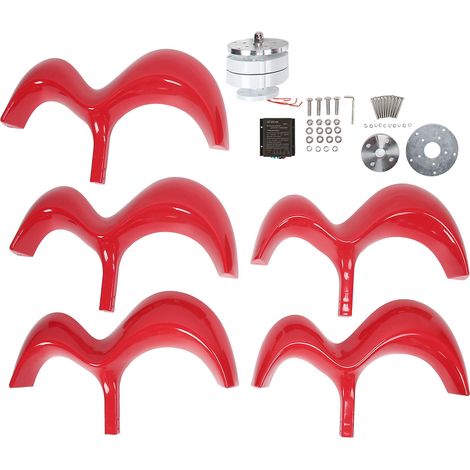 Éolienne 400W 5 pales Générateur Électrique pour Maison Bateau Marine DTHL Rouge 48V Kit (1/5)