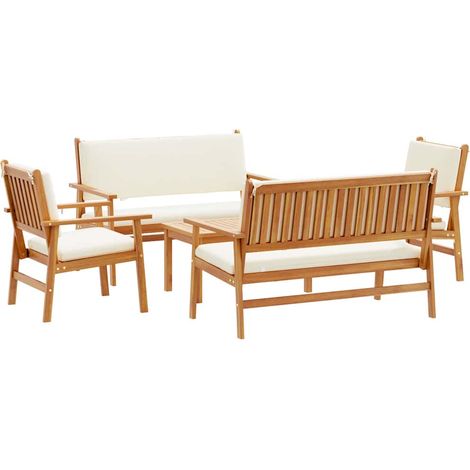 Maison Exclusive - Ensemble de canapé de jardin 5 pcs Marron Bois d'Acacia Massif (1/5)
