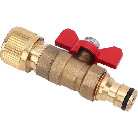 Robinet à tournant sphérique quart de tour NPT 3/8" femelle vers mâle raccord tuyau d'eau pour nettoyeur haute pression flexible voiture (1/5)