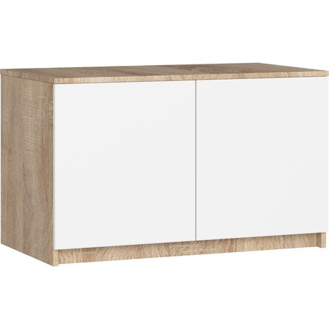 Akord – Surmeuble armoire 90 cm – 2 portes battantes – Chêne sonoma et blanc – 2 étagères – Dimensions 90x51x55 cm