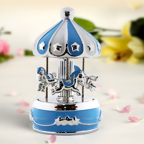 Boîte à musique de carrousel en céramique emballée comme cadeau, boîte à musique avec lumières changeantes, idéale pour filles, garçons, enfants, petite-fille, fils, femme, mère à offrir pour annivers (1/4)