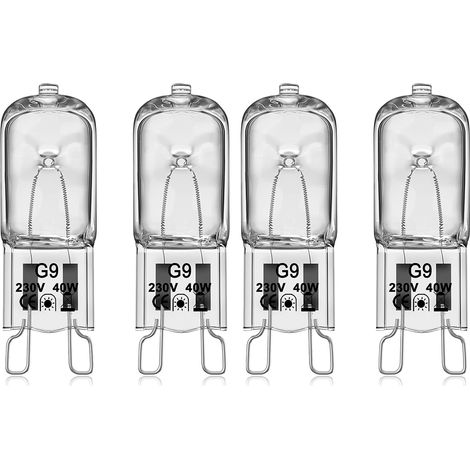 Kcvv – Ampoule halogène G9 40W 230V – Température maximale 300°C – Pour four et micro-ondes – Lot de 4 ampoules en verre de haute qualité (1/7)