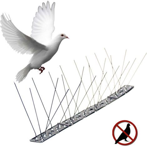 Varilla disuasoria para aves, anti palomas, acero inoxidable 100 x 2,5 x 11 cm (1/2)