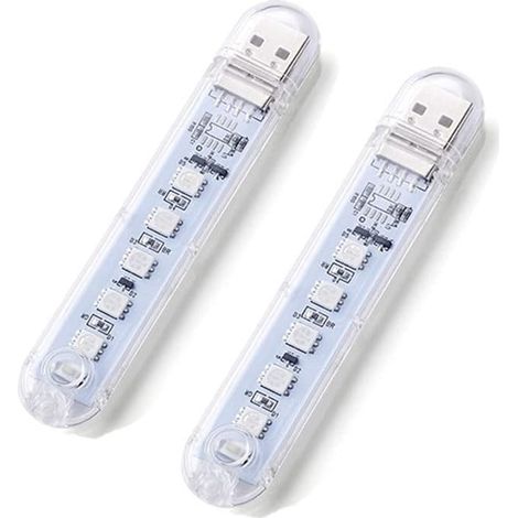 AGE 2pcs USB Car Lights Car LED Computer Car Interior Lights Colorful Atmosphere Lights (1/4)