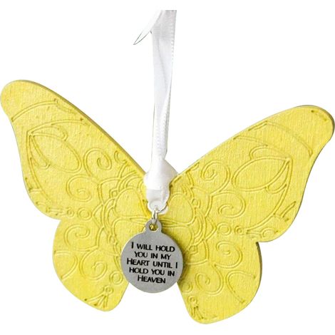 Kreativer Weihnachtsbaumschmuck mit Schmetterlingsmotiv – Schmetterlingsanhänger aus Holz (gelber Schmetterling) (1/2)