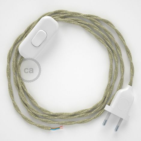 Creative-Cables Câblage pour lampe – (Câble lin naturel TN01 2x0,75 mm², 1,8 m, fiche EU et interrupteur blancs) – Sécurité certifiée (1/5)