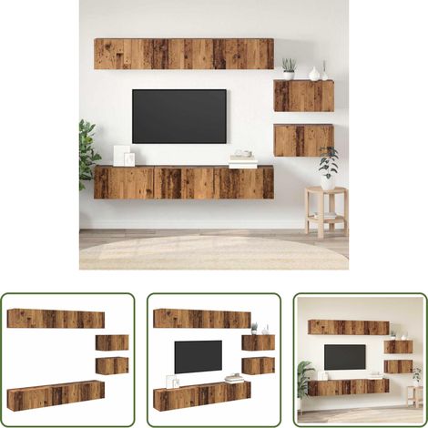 Altholz Schrank - TV-Schrankset Wandmontiert Altholz Holzwerkstoff (1/5)