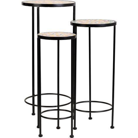 Set 3 soportes de mosaico y metal verde oscuro
