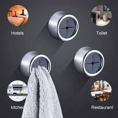 (3 pièces blanches) 3 pinces de rangement pour torchons sans perçage, pour gants de cuisine, porte-serviettes, à fixer au mur. (1/5)