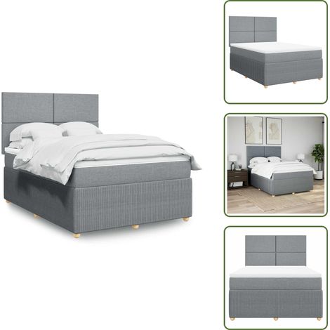 Sommier à lattes de lit avec matelas Gris clair 140x190cm Tissu - Sommier À Lattes De Lit - Sommiers À Lattes De Lit - Lit - Meuble De Chambre À Coucher (1/5)