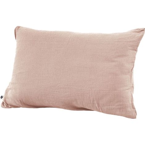 Taie d'oreiller Gaze de coton 50x70 cm GAIA coloris Rose Guimauve (1/5)