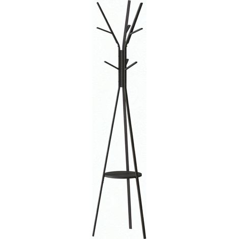 Perchero de pie con estante redondo de metal y MDF 45 x 45 x 180 cm negro HOMVRA (1/5)