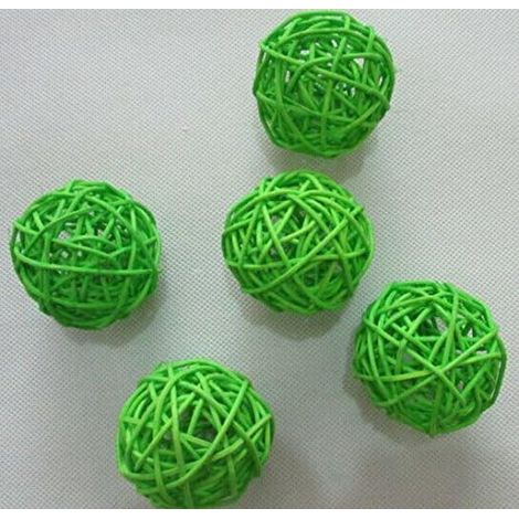 Boules de Rotin en Osier Bricolage Artisanat à La Main Vigne Boule Ronde Pendentif Décoration de Table de Mariage pour Bébé Chambre Pépinière Maison 5 Pièces 5 Cm,vert (1/4)