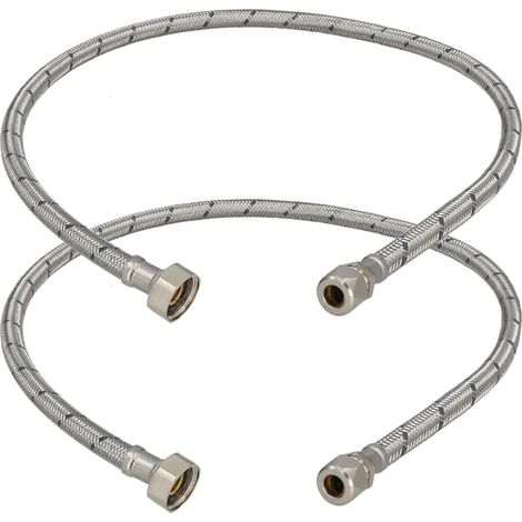 Conector flexible de 3/8” y 1/2” para sistemas de sujeción, 90 cm, juego de 2 (1/5)