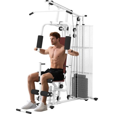 Versatile Home Gym Fitness Strength Machine for Weight Training Workouts, Sleek White Design (1/5)