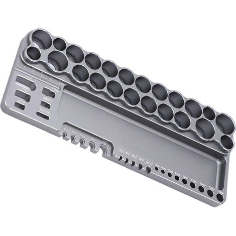 Werkzeugaufbewahrungsständer für RC-Modelle aus Aluminiumlegierung, inklusive Schraubendreher, Schere und anderen Werkzeugen, mit Befestigungslöchern, grau. (1/5)
