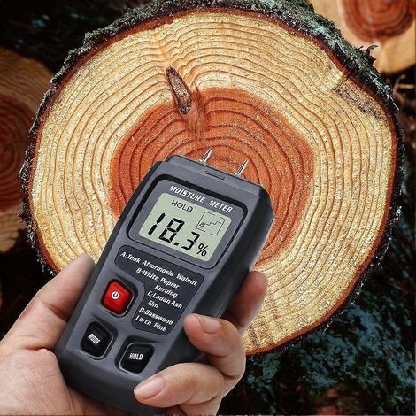 Handliches digitales Holzfeuchtemessgerät mit LCD-Anzeige und Sensor (1/4)