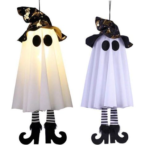 Décorations Fantômes À Suspendre avec Lumières LED,2Pcs,Lampe d'halloween Suspendue, Décoration De Fête d'halloween (1/5)