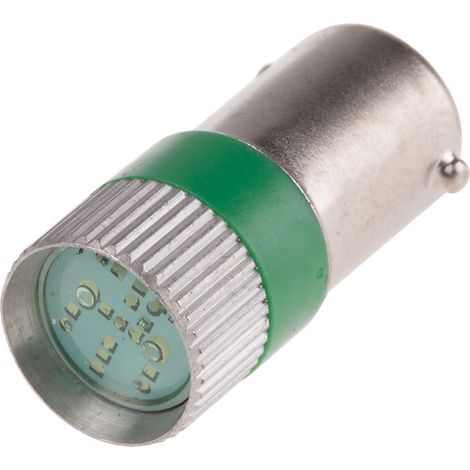 Voyant à LED Vert, culot BA9S, 12V c.a. / V c.c. ( Prix pour 1 )