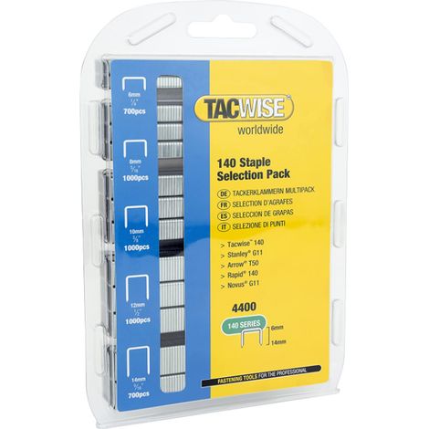 Tacwise 0350 140 Series 6-14mm Staples Galvanised - 4400 Mixed Pack - Type T50 G