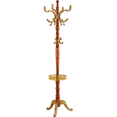 Portemanteau sur pied en bois et métal, 195 cm, base 48 cm, pieds antidérapants (1/5)