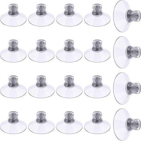 Ventouse a visser, 20 Pièces 40mm Ventouses Transparentes avec Filetage, Extra Fortes PVC Plastique Suspension Rideau Isolant Ventouse pour Camping Car, Fenêtre, Salle de Bain, Van (1/5)