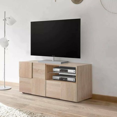 Dmora - Mueble de televisión Trasimeno, Aparador de salón, Mueble bajo para TV, Base de pared equipada, Made in Italy, 122x43 h57 cm, Roble (1/5)