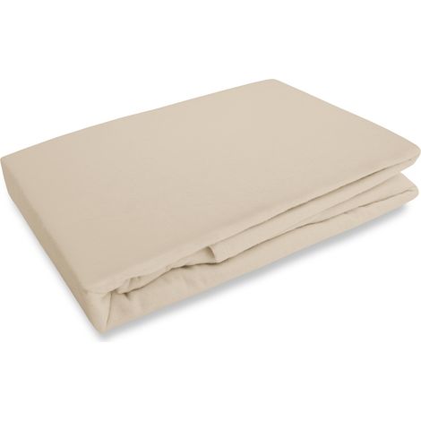 Drap-housse en flanelle 180x200 cm, douce et chaude, beige clair (1/5)