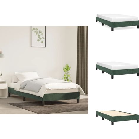 Cadre de lit sans matelas vert foncé 80x200 cm velours - Cadre De Lit - Lit Double - Lit Velours - Lit Vert - Meuble Chambre (1/5)