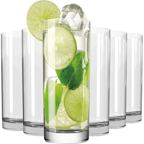 Verre Haute Tige - 16 Oz - Verre Cristal Sans Plomb - Pour Cocktail Mojito Whisky Jus Eau - Lot de 6 (1/5)