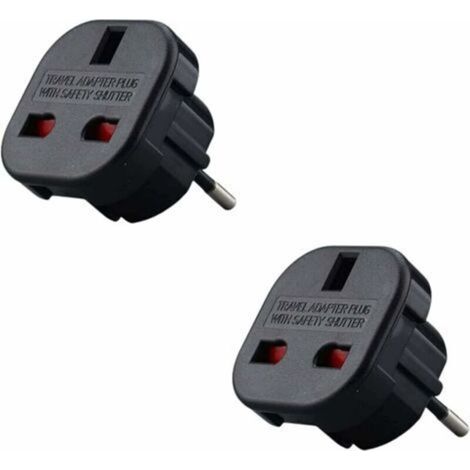 Lot de X2 - Adaptateur Prise Anglaise vers France - Adaptateur Anglais Franais - Type G vers Type C - Compact et Léger - Protège des Surtensions (1/5)