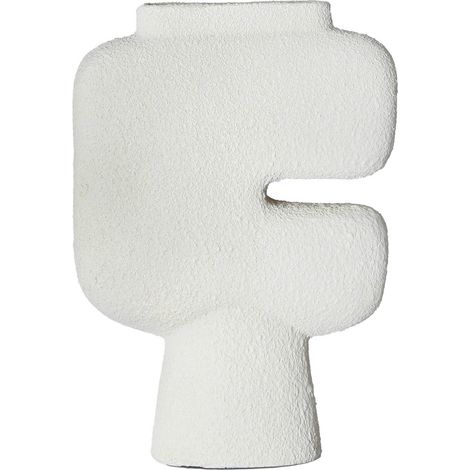 Vase contemporain blanc en résine finition brute design épuré - Blanc finition brute contemporaine (1/4)