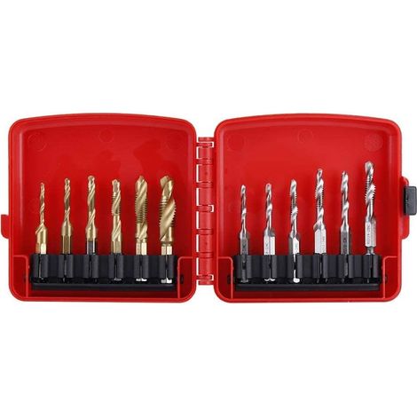 JSSEVN - Set of 12 threaded taps, M3-M10 tap drill bits, Imperial Tap Gas Taps Tap Set with metric inch taps (1/5)