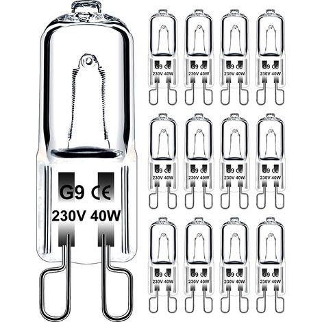 Ampoule G9 40W 230V Dimmable Blanc Chaud, Ampoule Halogène G9 Tolérance de 300°C, Ampoule Four G9 Pour Four Micro-ondes Cuisinière Plafonniers, Lot de 12 (1/5)