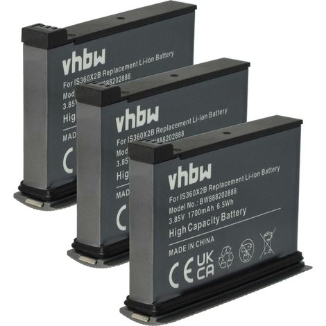 vhbw 3x Akku Ersatz für Insta360 CINOSBT, CINOSBT/A für Tragbare Mini-Kamera (1700 mAh, 3,85 V, Li-Ion) (1/5)