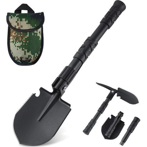 Pelle pliante, pelle de camping, outil multifonction, pelle militaire, pelle de survie en acier allié robuste, pelle tactique pour le tout-terrain, les situations d\'urgence liées à la neige, le jardi (1/5)