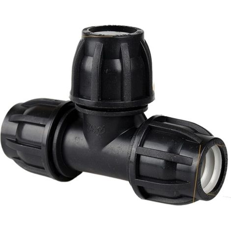Raccord T compression PE 32 mm – pour réseaux d'eau froide et arrosage, (1/2)