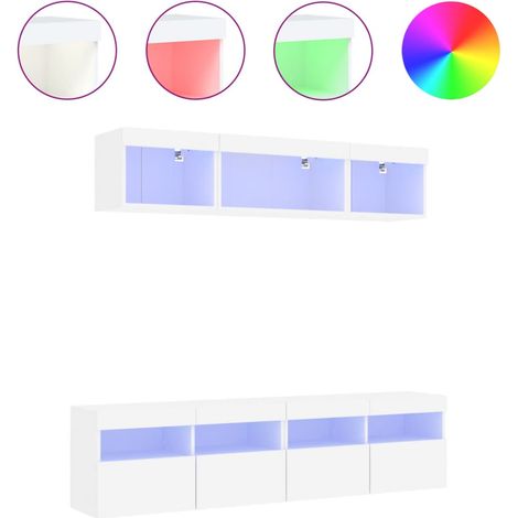 Maison Exclusive - 5-tlg. Wohnwand mit LED-Beleuchtung Weiß Holzw