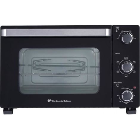 Continental Edison – Mini four chaleur tournante 28L – 1500W – Thermostat jusqu'à 230°C – Minuterie 60 minutes – Modes rôtisserie et convection - CEMF28B2